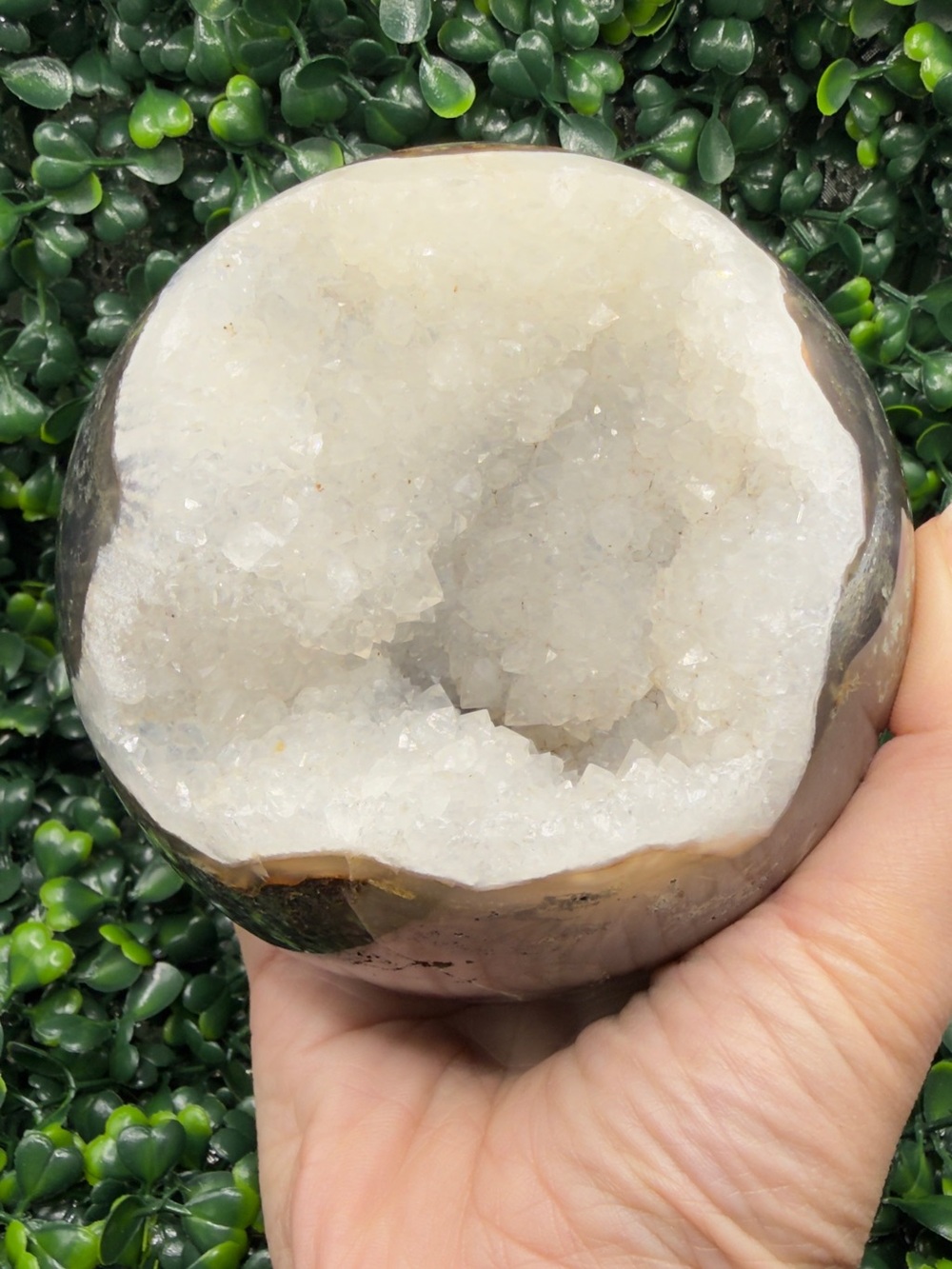 3.47lb Druzy Moss Agate Sphere - Picture 6 of 10